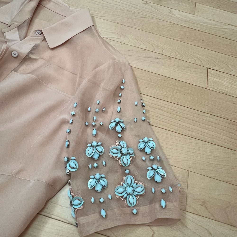 Silk and Sequin embellished top. Rebecca Taylor. - Picture 4 of 9